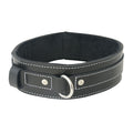 This luxury lined collar guards the wearers neck with subtle strength, providing an extra soft touch on supple napes. The cowhide leather BDSM collar features a solid, metal D-Ring for easy leash attachment allowing you the comfort to control your sub casually or intensely. Fits necks, inside diameter from 8.89cm to 15.36cm.