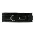 This luxury lined collar guards the wearers neck with subtle strength, providing an extra soft touch on supple napes. The cowhide leather BDSM collar features a solid, metal D-Ring for easy leash attachment allowing you the comfort to control your sub casually or intensely. Fits necks, inside diameter from 8.89cm to 15.36cm.