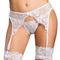 This Embroidered White Garter Belt with Sequins is a stunning piece of lingerie designed to add a touch of glamour to any outfit. The garter belt is made of black lace material with intricate embroidery details and adorned with sparkling sequins that catch the light beautifully. The garter belt is designed to sit comfortably on the waist and features and adjustable back and four adjustable straps with clips that attach to your favorite pair of stockings. Sizes Small/Medium and Large/Extra Large
