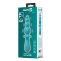 Teal segmented silicone evajane party up vibrating anal beads with smooth rounded design and ergonomic handle