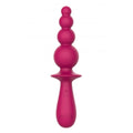 Evajane party up vibrating anal beads in vibrant pink smooth silicone with tapered handle and stacked rounded beads
