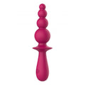 Evajane party up vibrant magenta silicone vibrating anal beads with stacked rounded beads and smooth handle with power button