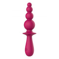 Evajane party up vibrant magenta silicone vibrating anal beads with stacked rounded beads and smooth handle with power button