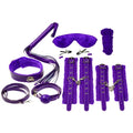 Everything bondage 12 piece kit purple featuring purple leather and cuffs faux fur lined with metallic hardware