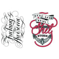 Ornate black and white F*Cking Awesome temporary tattoos design