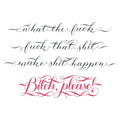 Black and red F*Cking Awesome temporary tattoos on white background
