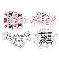 Stylized black and red calligraphy temporary tattoos, F*Cking Awesome
