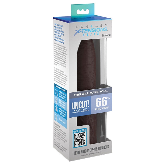 Lady Jane Adult Sex Shop | Fantasy X-Tensions Elite Uncut 7inch Penis Sleeve - Dark