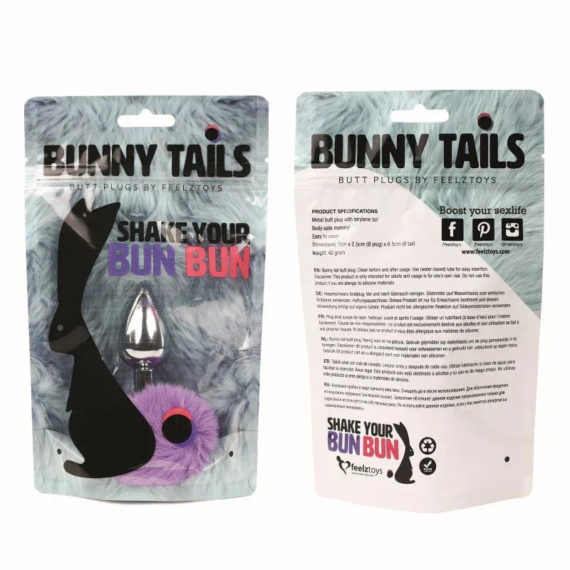 FeelzToys Bunny Tails medium purple butt plug with soft faux-fur bunny tail