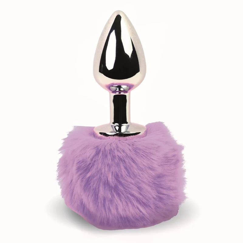Purple FeelzToys Bunny Tails medium butt plug with soft faux-fur bunny tail