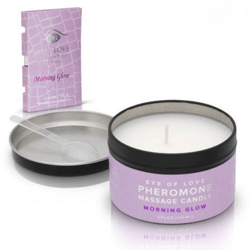Lavender Eye of Love Morning Glow pheromone massage candle in tin