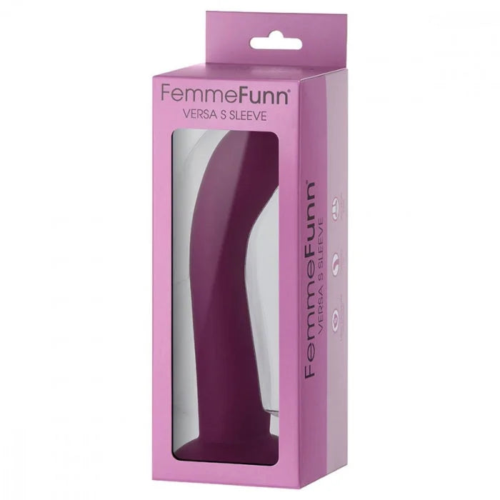 Femme funn versa s penis dildo purple with sleek deep purple silicone sleeve and suction base for hands free use from lady jane adult shop