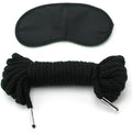 Black Japanese Silk Rope and black blindfold.The rope is 1/4