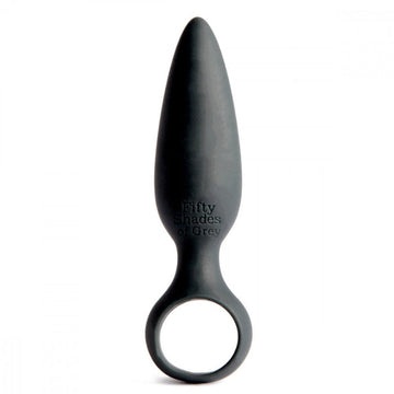 Black silicone anal plug with finger ring base from Fifty Shades of Grey, smooth and sleek