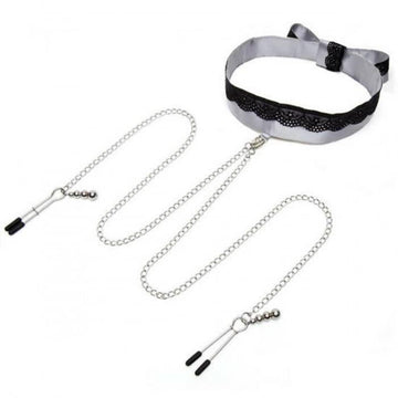 Lady Jane Adult Sex Shop | Fifty Shades of Grey Satin Collar & Nipple Clamps - Play Nice | Bondage / Bdsm, Bondage