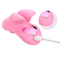 Pink USB rechargeable finger vibrator with heart detail and rabbit shape