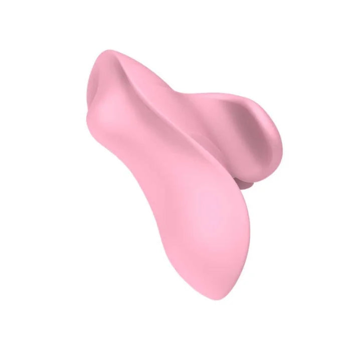 Pink finger vibrator with heart detail, silicone earbud holder, USB rechargeable