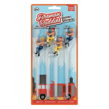 Fireman pole drink stirrers with mini firefighters for girls nights