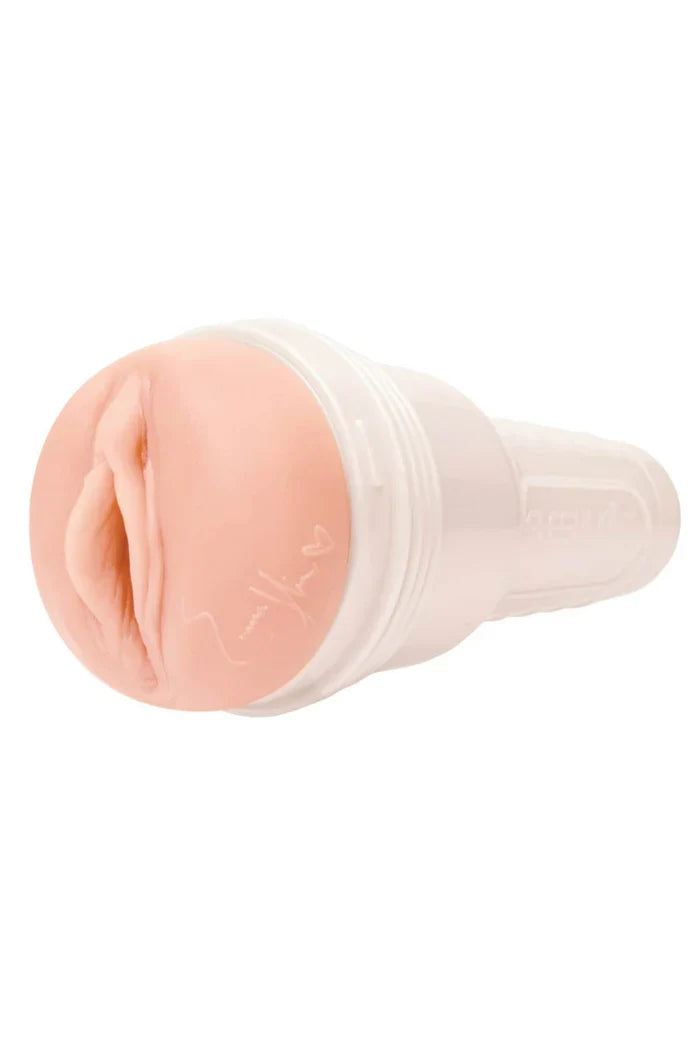 Pink silicone anal plug with clear base for Emma Hix lifelike replica