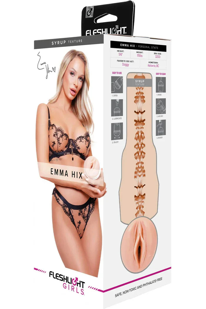 Emma Hix lifelike replica Fleshlight masturbator peach silicone toy