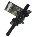 Black lace flower headband with pearl accent in Floral Garter - Black