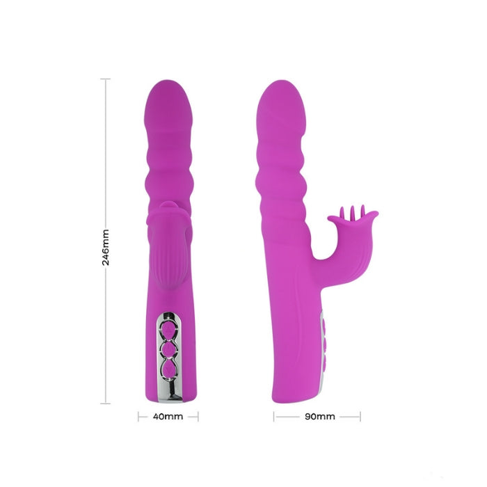 The Flex is designed with a shaft for insertion that rotates as well as an up and down motion which can be switched between 8 vibration modes. The external attachment has raised flaps to stimulate the clitoris with 5 different modes. For ladies looking for something a little different. USB recharageble, waterproof and made from a body safe silicone.
