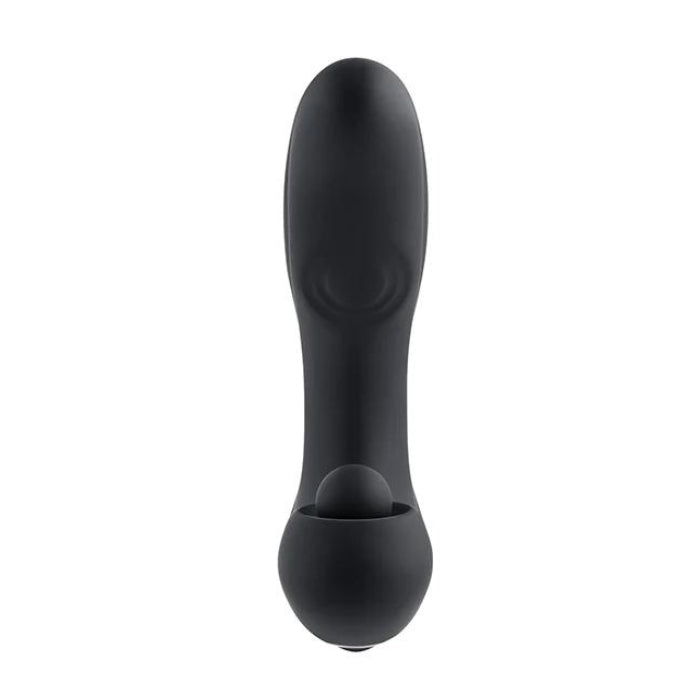 This well-crafted chunky shape features 3 distinct motors that work independently for maximum flexibility of combinations and experience. The main shaft is textured and angled with 10-speed vibration in the head and an intense 5-speed tapping function mid-way down. The ergonomic base, which has a 3-button control panel underneath, cradles a 5-speed pulsating ball in the end of its robust tip.  Completely water submersible, easy to clean and USB rechargeable.