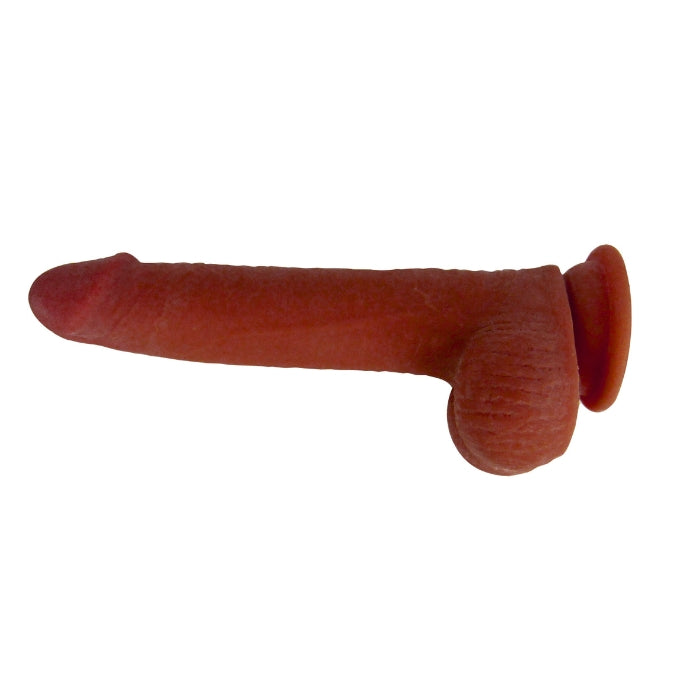 Lady Jane Adult Sex Shop | Get Lucky Real Skin 8inch Dildo with Scrotum Dark