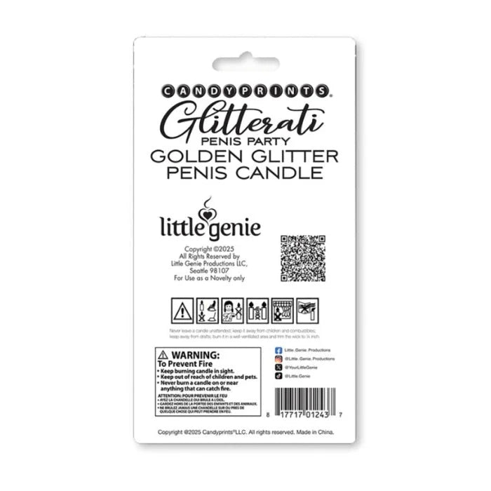 Golden glitter penis candle by candyprints a novelty gold candle for adult parties available at lady jane adult shop