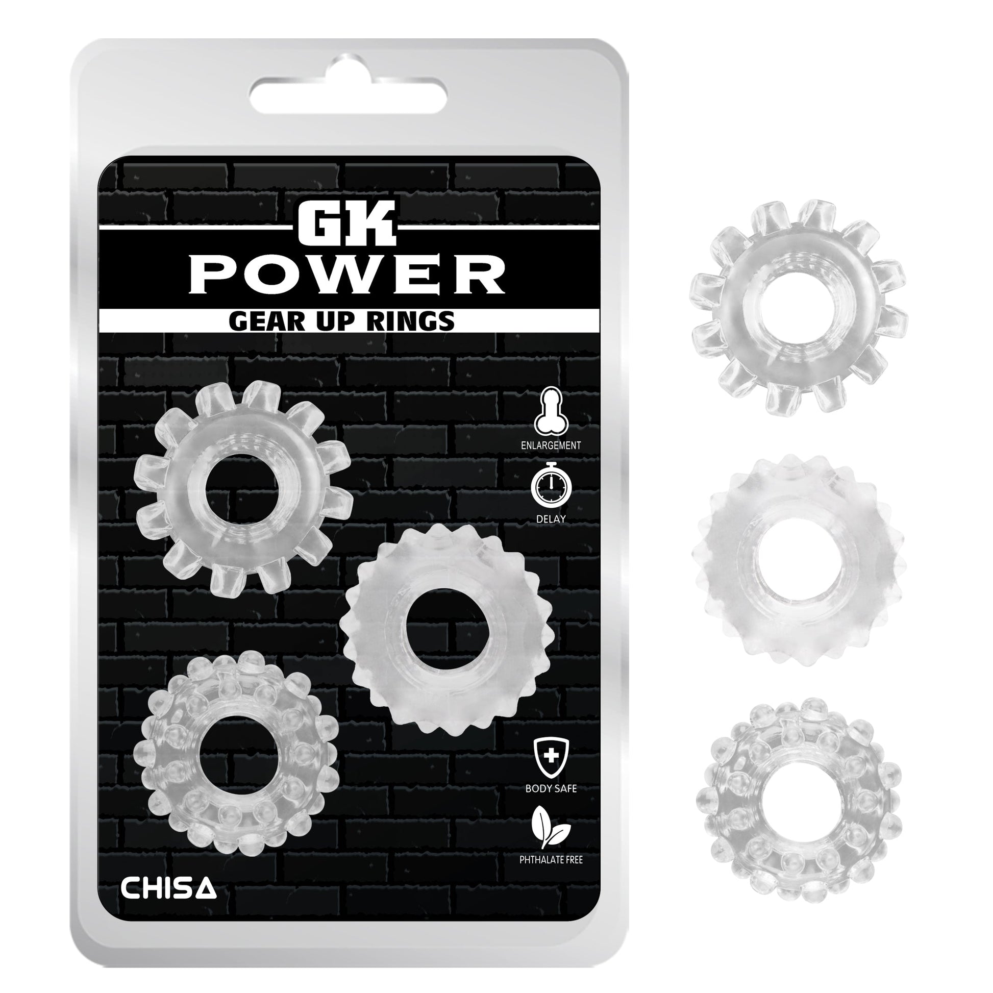 GK Power Gear Up translucent cock rings help feel harder stay harder