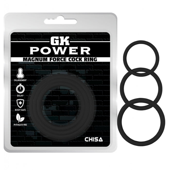 Lady Jane Adult Sex Shop | GK Power Magnum Cock Ring Set - Black (3)