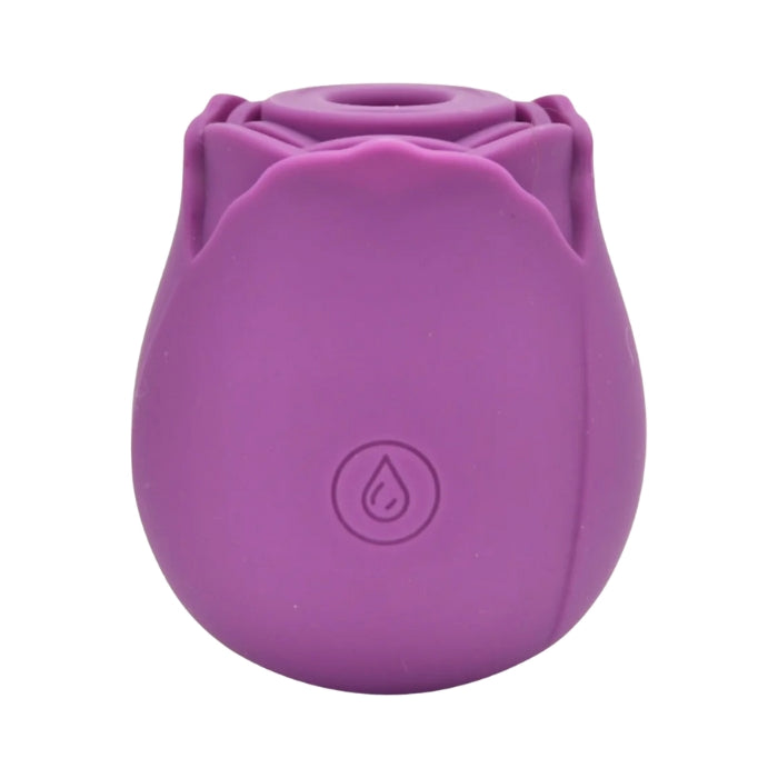 Purple vibrating clitoral sucker flower rose toy with water droplet icon