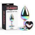 Small Hi Basic Anal Plug Rainbow Heart with iris-colored gem facets