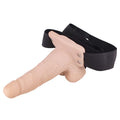 Erection Assistant Hollow Vibrating Strap On is fun for everyone! The hollow cavity allows for a penis user to insert themselves into the strap on to add girth or to help with ED but may be used by females as well as a traditional strap on. The comfortable, jock style harness accommodates most body types. 7 vibration functions, waterproof and rechargeable. Size: 6 inches in length by 1.75 inches in width.