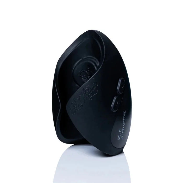 Black hot octopus solo interactive silicone toy with sleek curved design and two control buttons for interactive videos