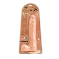Pink silicone hunger maxim 13.1 inch dildo with scrotum in clear package from lady jane adult shop