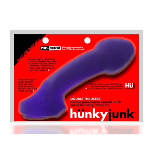 Purple silicone double thruster cockball sling by hunky junk featured at lady jane adult shop