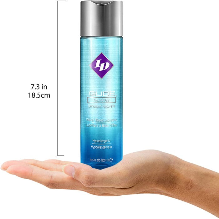 ID Glide is one of our most popular lubricants, provides you with all the moisture you could ask for in a water-based lubricant! Use it during intimate moments between you and your partner for an exceptional sensual experience. ID Glide is condom compatible. Safe to use with your adult toys and highly recommended. Non staining. FDA approved.