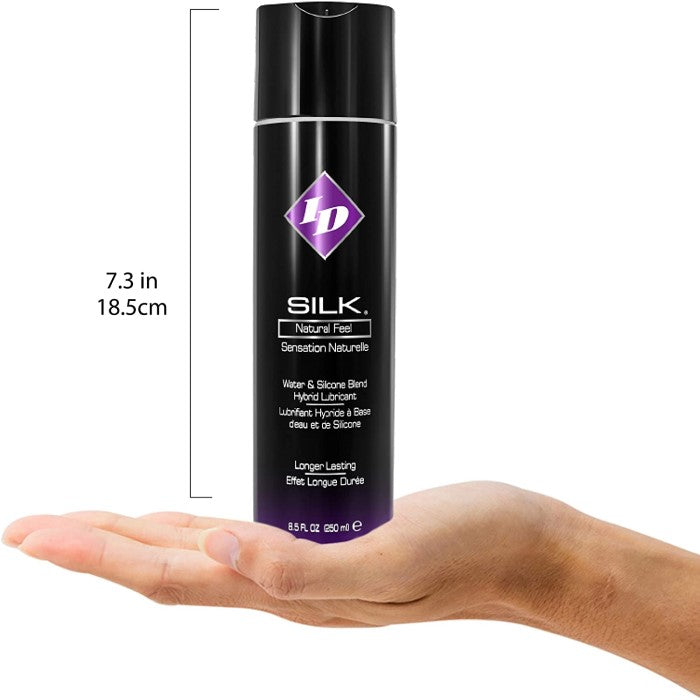 ID Silk ,a hybrid lubricant, provides you with a unique moisture solution, a mix of a water-based and silicone lubricant! Perfectly smooth and slippery, retaining moisture. Use it during intimate moments between you and your partner for an exceptional sensual experience. Great for sensual massages. 250ml