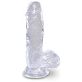 King Cock combines a translucent dildo with a realistic cock design. Its flexible shaft, detailed veins, and defined head, King Cock Clear will engage your senses visually and physically. The powerful suction cup base sticks to nearly any flat surface and makes every dildo harness compatible. 5inches/13cm