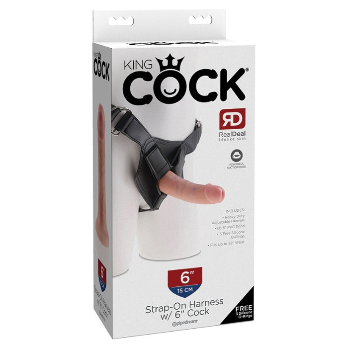 Lady Jane Adult Sex Shop | King Cock Strap-on Harness with 6inch Dildo - Light