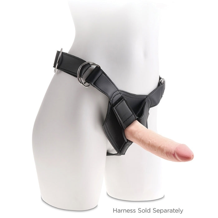 King Cock Triple Density 7 inch Dildo - Light has a strong suction cup base that can stick to most surfaces and is compatible with most O ring strap on harnesses