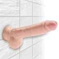 King Cock 9 inch Dildo with scrotum has a strong suction cup that sticks to most smooth surfaces.