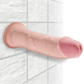 The King Cock Plus 9 inch Triple Density Dildo has a powerful suction cup that sticks to most smooth surfaces.