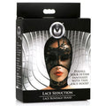 The Lace Seduction Bondage Hood hides the features of your face while keeping your mouth exposed. With a one-size-fits-most design, it will fit comfortably on your face for long play sessions and is machine washable for easy care and cleaning. Wear this lacey bondage hood with your favourite bondage or fetish outfit, add it to any kinky fashion costume or bring it into the bedroom to spice things up! One size fits most.