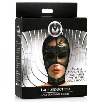 The Lace Seduction Bondage Hood hides the features of your face while keeping your mouth exposed. With a one-size-fits-most design, it will fit comfortably on your face for long play sessions and is machine washable for easy care and cleaning. Wear this lacey bondage hood with your favourite bondage or fetish outfit, add it to any kinky fashion costume or bring it into the bedroom to spice things up! One size fits most.