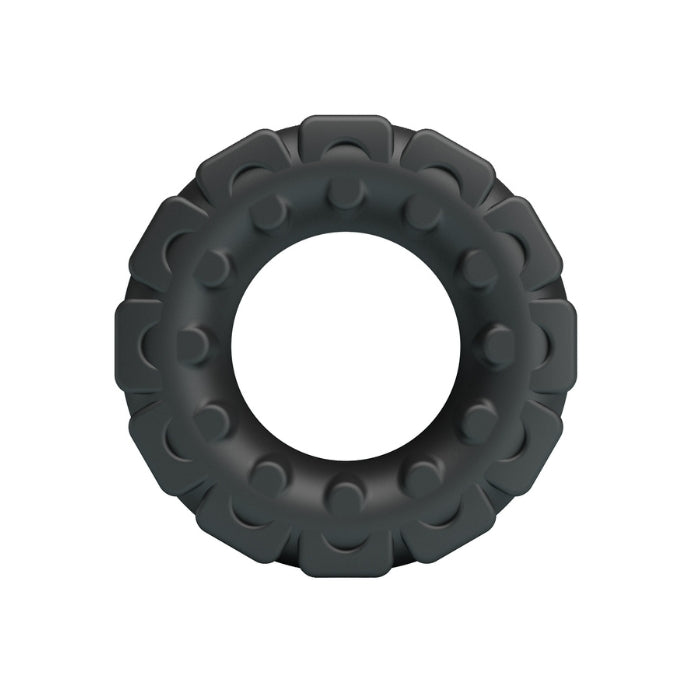 Laiden Crazy Bull cock ring in black with textured bumps and ridges