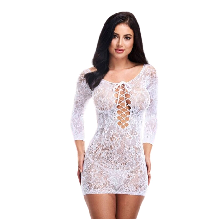 Lady Jane Adult Sex Shop | Lapdance Lace Off the Shoulders Mini Dress White