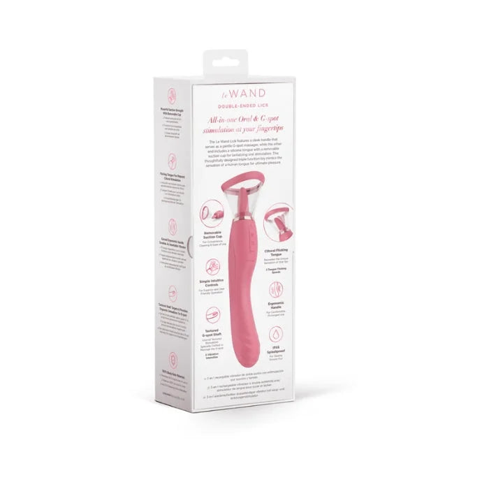 Le wand lick 3 in 1 vibrator pink silicone wand with smooth tapered body for ergonomic g spot and oral stimulation