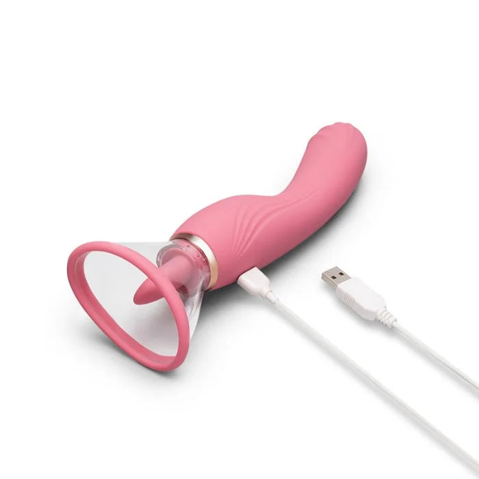 Le wand lick 3 in 1 vibrator pink silicone suction toy with ergonomic g spot silicone tongue and oral stimulation features
